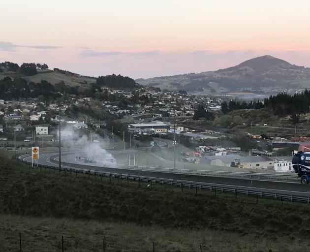 The truck fire caused major delays this morning. Photo: Phil Sidaway