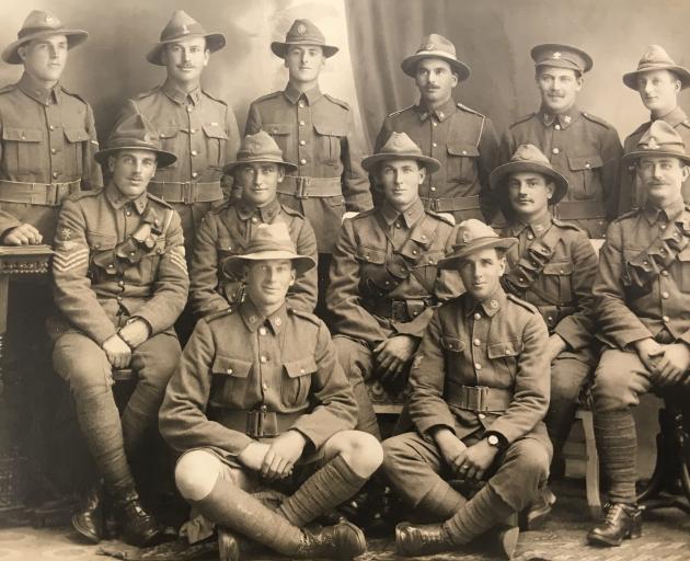 Kaiapoi soldiers in Egypt pose for a photo in 1915. The soldiers were, back from left (with some...
