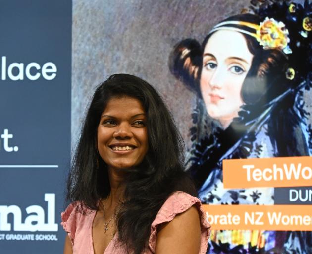Researcher Madhuri Kumari talks at an Ada Lovelace Day conference in Dunedin last night. Photo: Linda Robertson