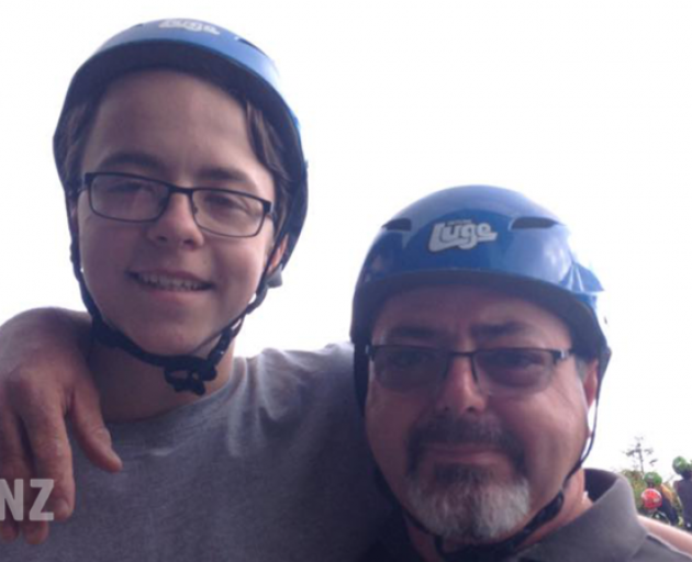 Mason Pendrous and his stepfather Anthony Holland Photo: Supplied to RNZ by family