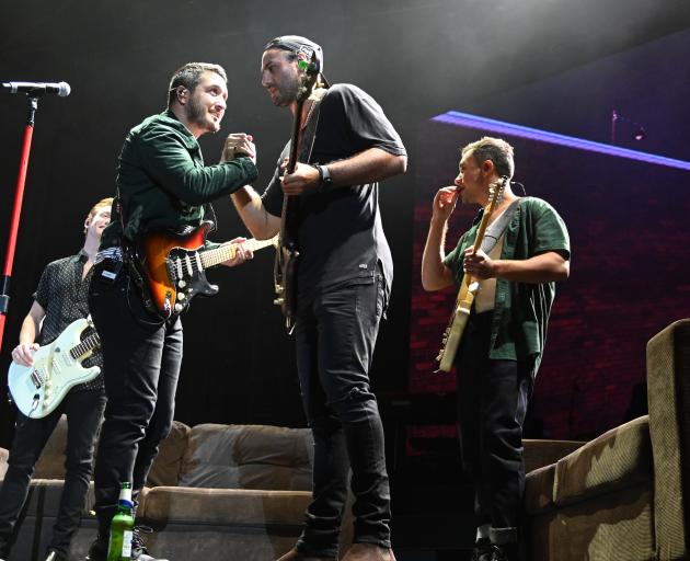 Six60 band members (from left) Ji Fraser, Matiu Walters, Hoani Matenga and Marlon Gerbes share a...