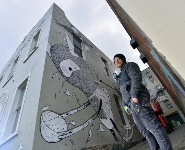 Artist Simon Ormerod, also known as Cracked Ink, is working on a large addition to Dunedin’s...