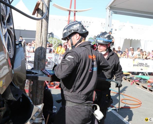 Wanaka Fenz firefighters Tony Wellman and Rob Thorp (right) compete at the World Rescue Challenge...