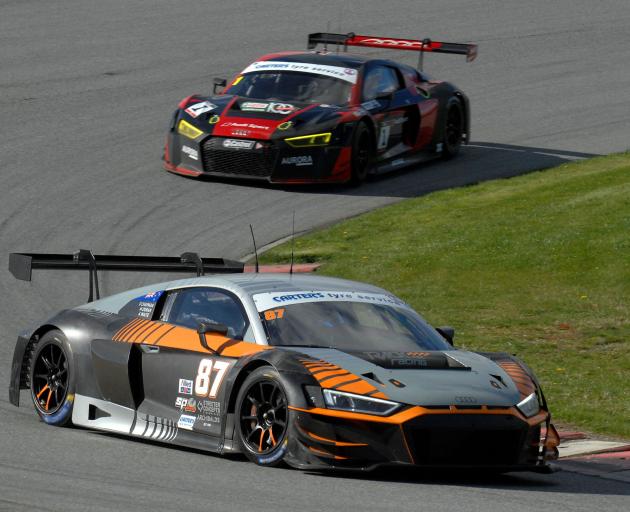 The Audi R8 driven by Highlands Motorsport Park's professional driver, Andrew Waite, leads...