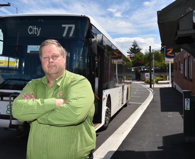 Dunedin Tramways Union secretary Philip Matthews at the Green Island bus stop, where drivers have...