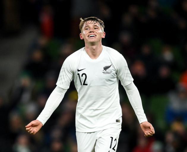 Callum McCowatt of New Zealand celebrates after scoring the opening goal. Photo: Getty Images