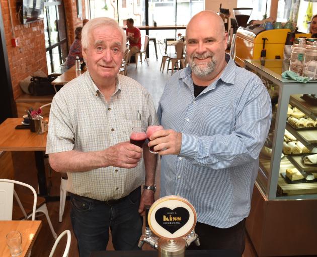 Kombucha kings Ernie (left) and Darcy Schack at Ombrellito’s cafe in Dunedin. PHOTO: GREGOR...