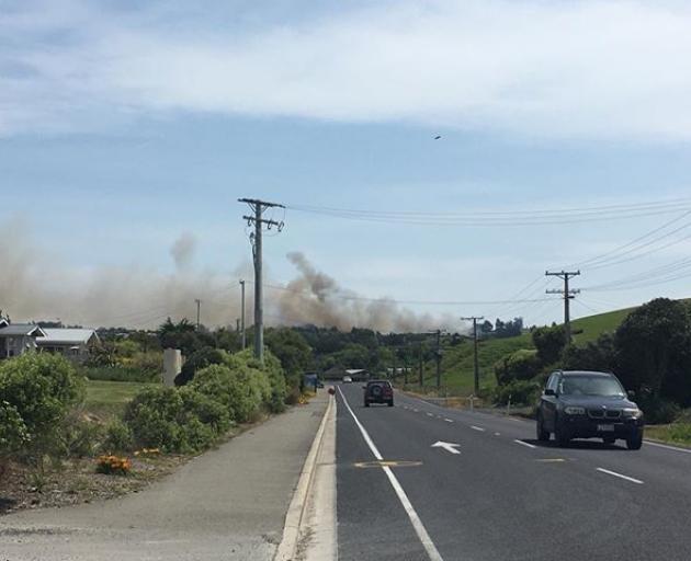 A significant fire is burning on Scroggs Hill Rd. Photo: Paige Newman