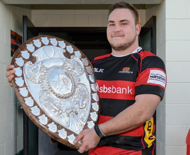 Joel Hintz,  posing with the Ranfurly Shield, has failed in his appeal to have a violence...