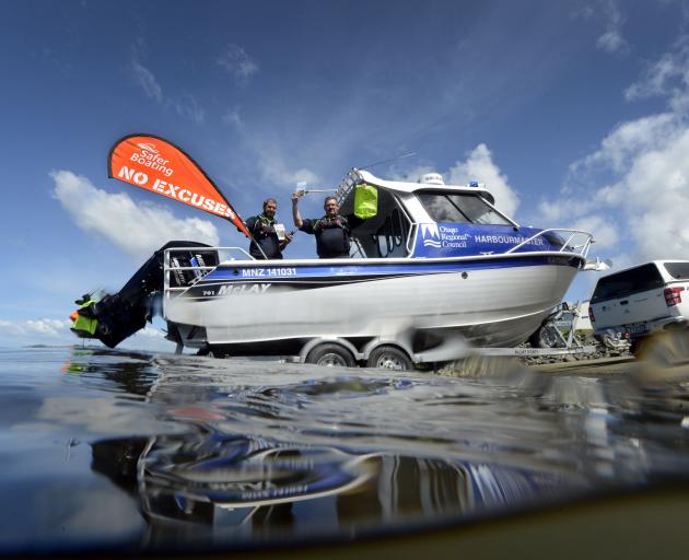 Otago Regional Council harbourmaster Steve Rushbrook (right ) and his deputy, Pete Dryden, are...