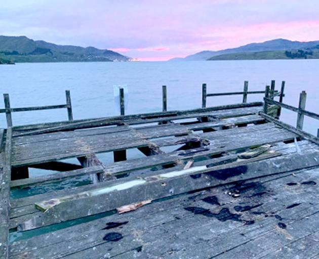 Vandals set fire to the end of the jetty and destroyed wooden pillars at about 3pm on Saturday.