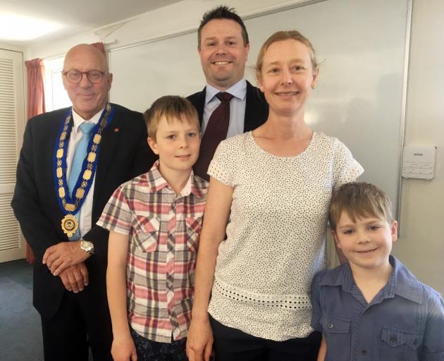 Queenstown Lakes Mayor Jim Boult (left) with newly sworn in councillor Glyn Lewers, his wife...