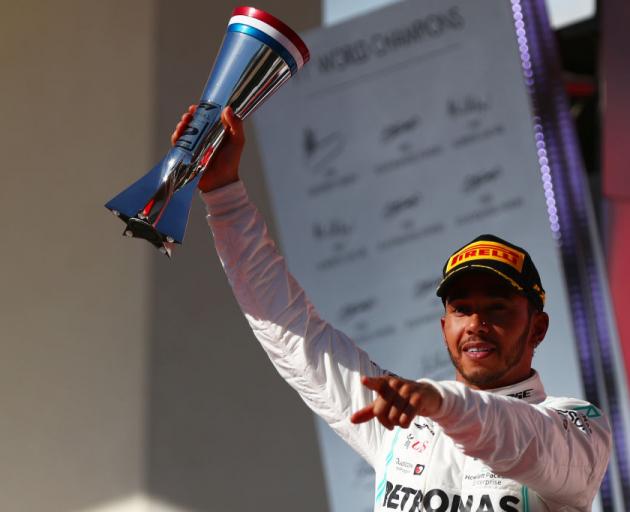 2019 Formula One World Drivers Champion Lewis Hamilton of Great Britain and Mercedes GP celebrates on the podium during the F1 Grand Prix of USA at Circuit of The Americas. Photo: Getty Images 2019 Formula One World Drivers Champion Lewis Hamilton of Great Britain and Mercedes GP celebrates on the podium during the F1 Grand Prix of USA at Circuit of The Americas. Photo: Getty Images