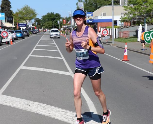 Lisa McNabb competes in the half marathon at the Selwyn Running Festival on Sunday. Photo: Lisa...