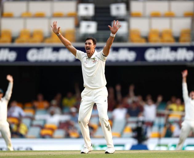 Australia's Mitchell Starc appeals for a wicket during yesterday's action against Pakistan at the...