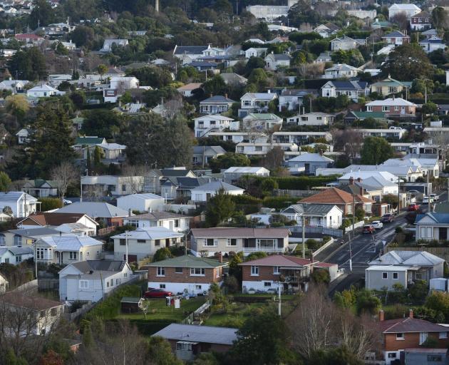 House values up 12.2% on a year ago; pictured, Dunedin hill suburb Wakari yesterday. Photo: Gerard O'Brien