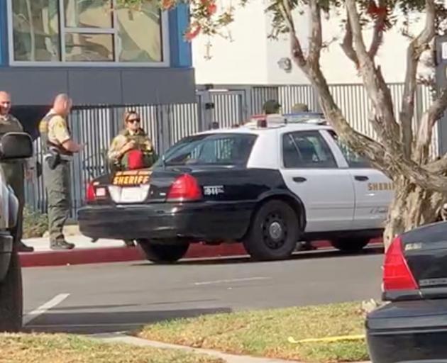 Sheriffs outside Saugus High School after a shooting in Santa Clarita, Californial Image: KHTS Radio via Reuters Sheriffs outside Saugus High School after a shooting in Santa Clarita, Californial Image: KHTS Radio via Reuters