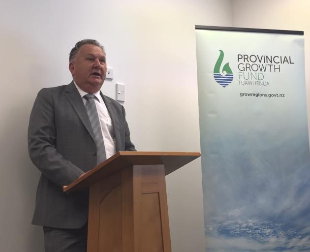 Shane Jones announcing $3.6m in funding for ventures in the Southland region. Photo: Luisa Girao Shane Jones announcing $3.6m in funding for ventures in the Southland region. Photo: Luisa Girao