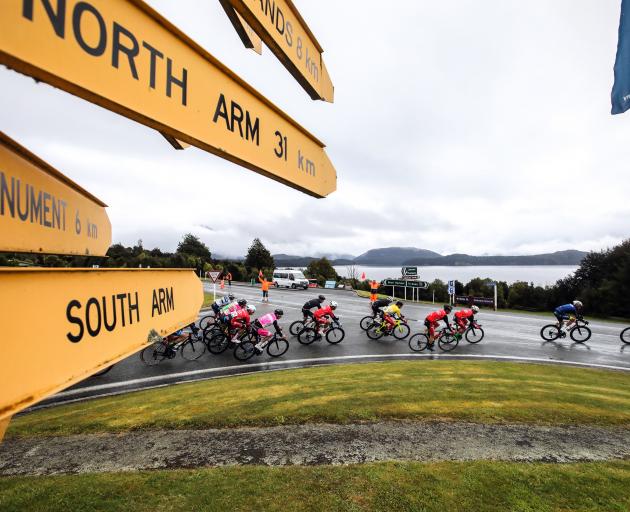 The Tour of Southland field travels through Manapouri on the way to the stage finish in Te Anau...