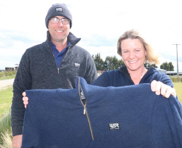 Murray and Julie Hellewell have launched West Ridge woollen jerseys, made in New Zealand from their farm's Perendale lamb fleece and lined with merino wool. Photos: Jack Conroy