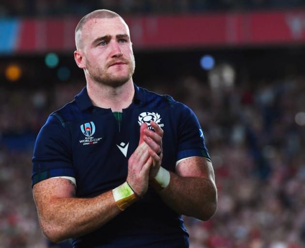 Stuart Hogg reacts after Scotland's World Cup exit at the hands of hosts Japan. Photo: Getty Images