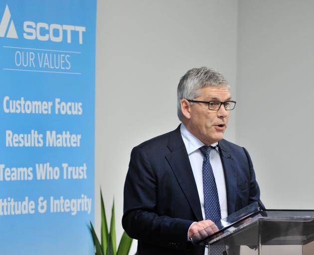 Scott Technology chairman Stuart McLauchlan at yesterday’s annual meeting, attended by about 50...