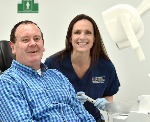 Dental patient Brendon Hurring and University of Otago dentistry student Jamie Marra. PHOTO:...