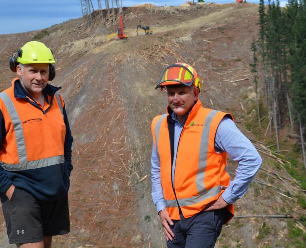 Gamble Forests’ Tony Gamble (left) with City Forests’ chief executive Grant Dodson at Ferny Hill...