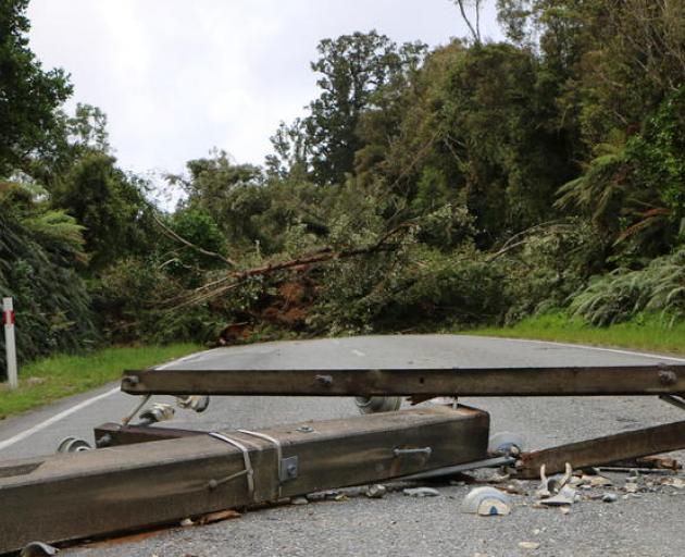 Power lines down on State Highway 6 at Mt Hercules. Photo: RNZ