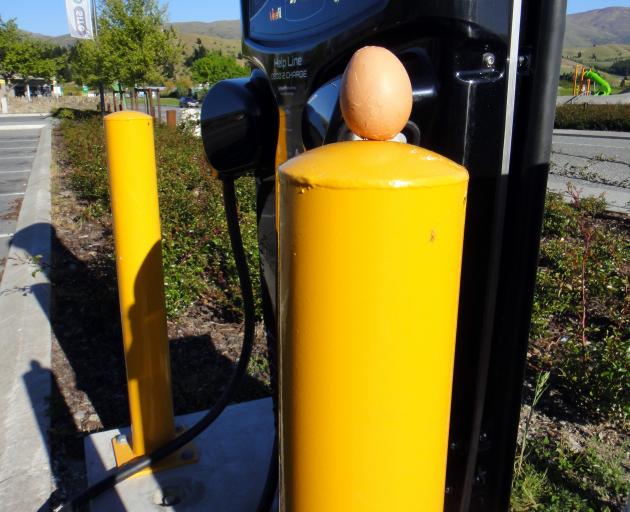 The bollards protecting the Cromwell rapid charger proved excellent for cracking a hard-boiled egg. 