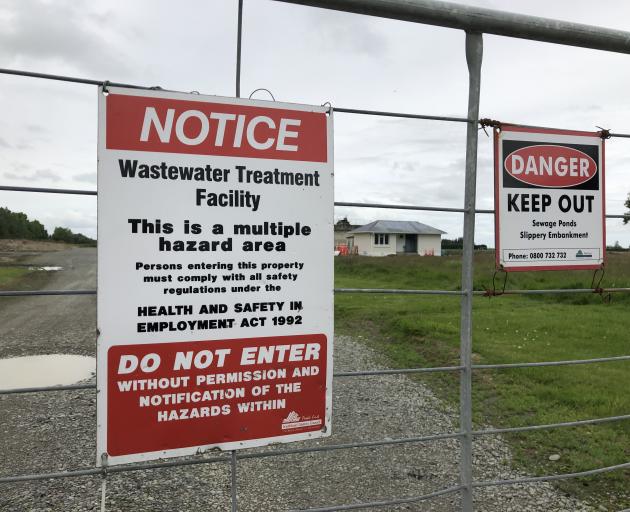 Signs at the Winton wastewater treatment plant warn off members of the public. The Southland District Council will vote today on whether new fencing should be installed at the Winton plant and four other sites, after a child died in Gore earlier this year