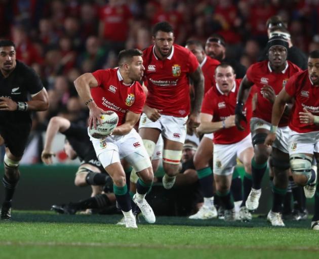 Halfback Rhys Webb on the run for the British and Irish Lions during their 2017 tour to New...