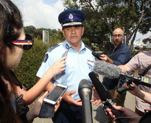 Deputy Police Commissioner Wally Haumaha speaks to media outside Mataatua Marae in Whakatāne....