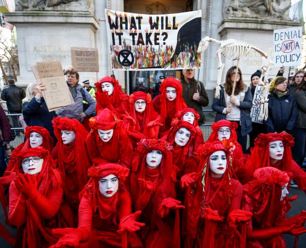 "Red Brigade" at demonstration against the Australian government's inaction over climate change...