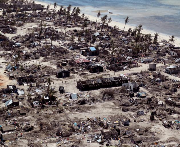 Buildings damaged in Mozambique during Cyclone Kenneth in May  last year. Photo: Reuters 