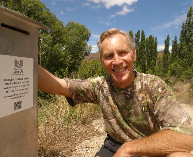 Barrie Wills, a director of Central Otago Clutha Trails, is calling for people to complete a survey after using the Roxburgh Gorge Trail, to ensure funding can be applied for. Photo: Alexia Johnston