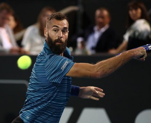 Benoit Paire plays a backhand during his quarterfinal win at the ASB Classic. Photo: Getty Images