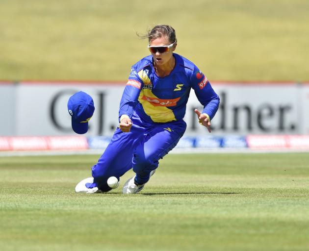Otago Sparks’ Suzie Bates makes ground but just fails to take a catch in the side’s match against...
