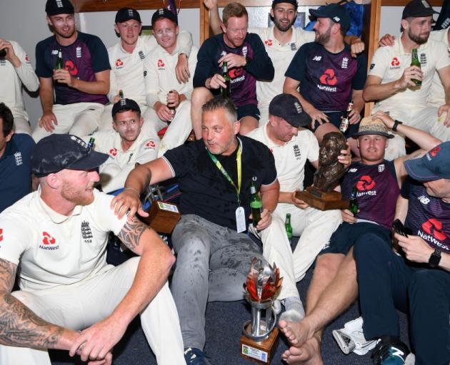 The England team celebrates after beating South Africa 3-1 in their test series. Photo: Getty Images
