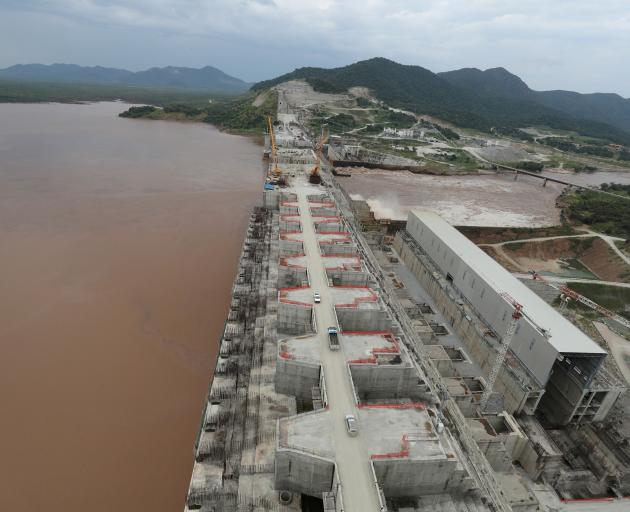 Construction work of Ethiopia's Grand Renaissance Dam on the river Nile last September. PHOTO:...