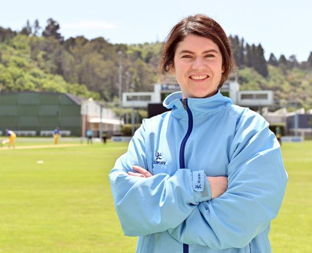 Women’s cricket umpire Katie Hogue at the University of Otago Oval on Sunday. PHOTO: LINDA...