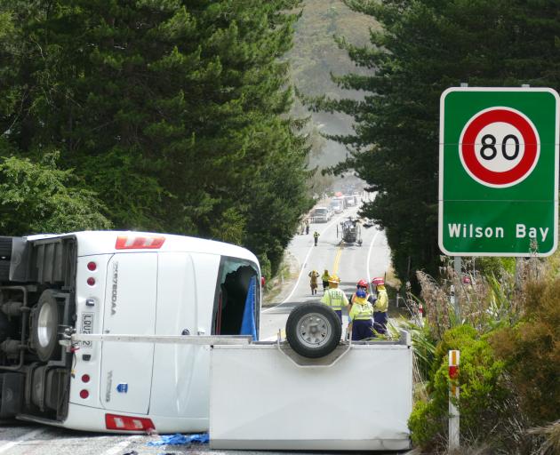 The bus carrying Chinese tourists that was involved in the crash.