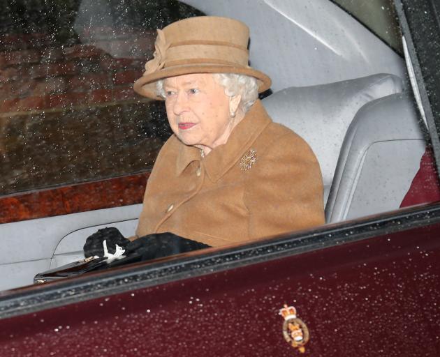 Britain's Queen Elizabeth departs from St Mary Magdalene's church on the Sandringham estate in...