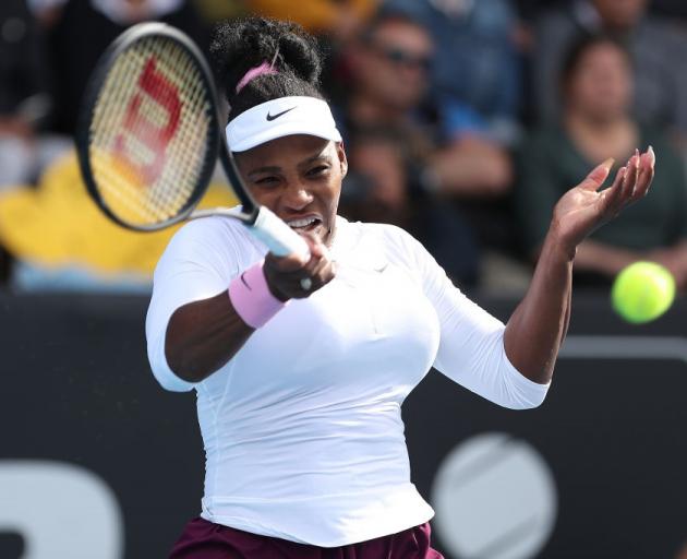 Serena Williams in action during her first round win at the ASB Classic. Photo: Getty Images