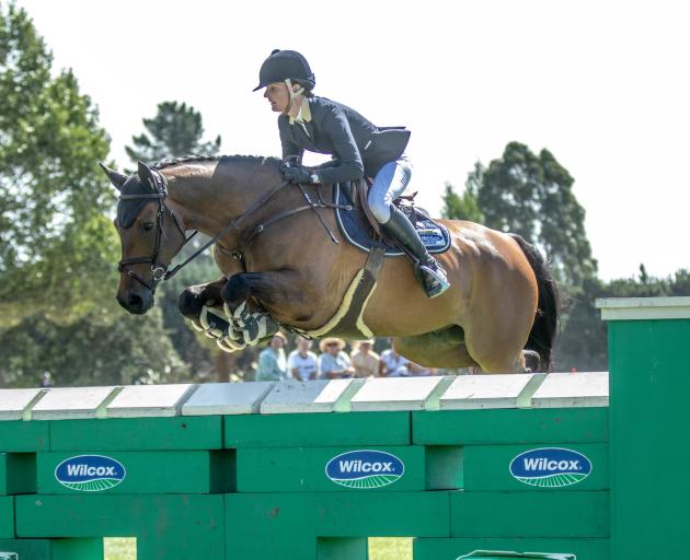 Tegan Fitzsimon and her horse Windermere Cappuccino at the FEI New Zealand World Cup event. Photo...
