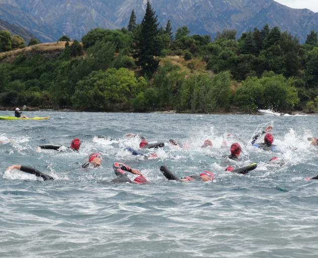 Swimmers head for Ruby Island on the 2.5km swim on Saturday. PHOTOS: MARK PRICE
