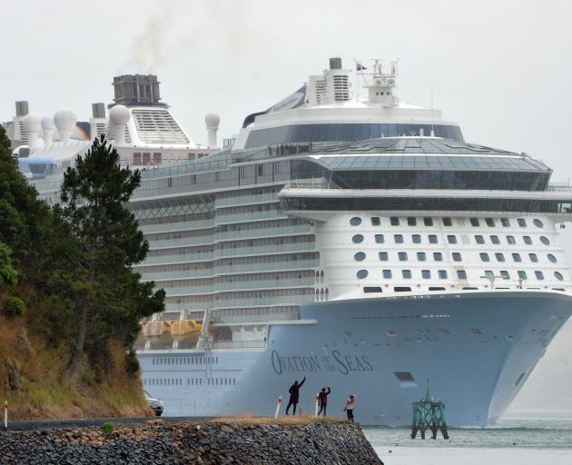 Ovation of the Seas makes its way into Otago Harbour on a visit to Dunedin in 2017. PHOTO: FILES
