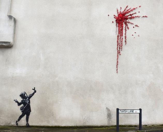 A suspected new mural by artist Banksy is pictured in Marsh Lane in Bristol. Photo: Reuters