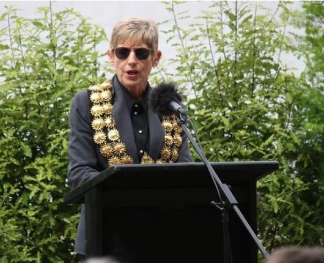 Lianne Dalziel pictured yesterday at the memorial service for victims of the Christchurch...