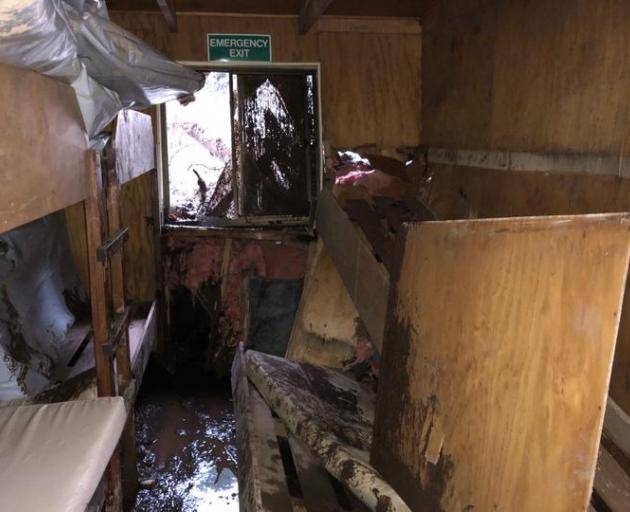 A land slip in torrential rain smashed through the Howden hut on the Routeburn track. Photo...